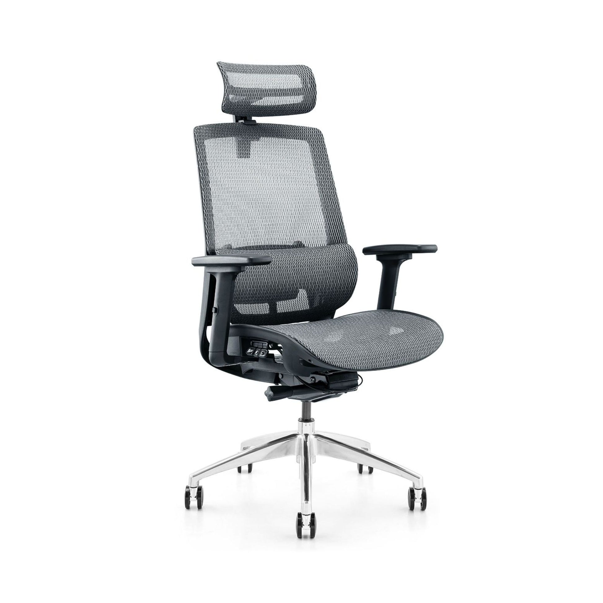 Apex-V1-Full-Mesh-Ergonomic-Chair-Aluminum-Base-Silver-Grey