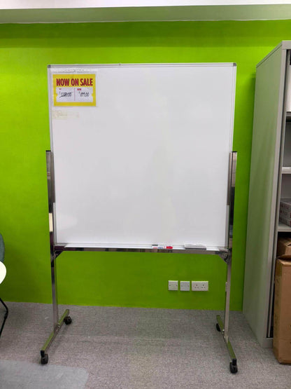 [Display Model] Double-Sided Magnetic Whiteboard with H-Type Chrome Mobile Stand
