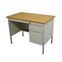 HFD-119 Steel Table with Single Side Pedestal & Wooden Top